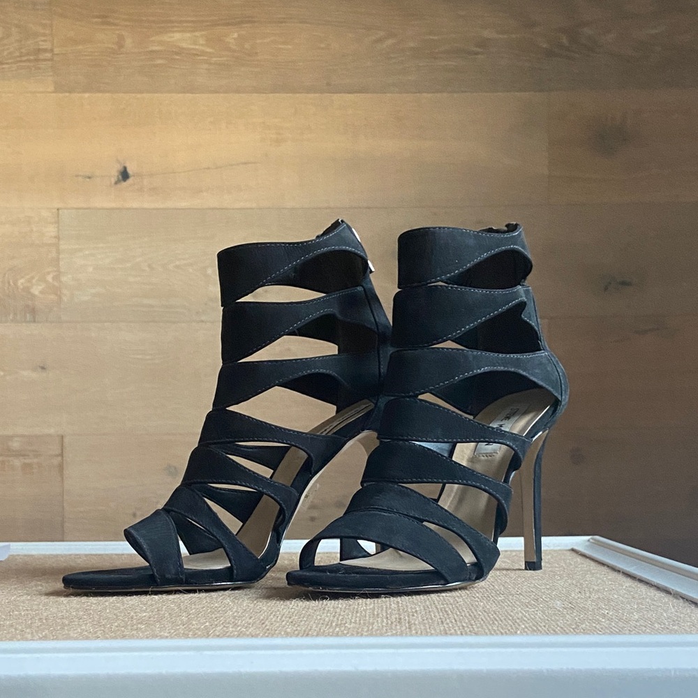 Steve Madden Black Gladiator Stilettos
